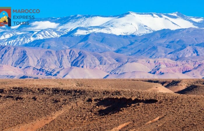 Le vette innevate dell'Alto Atlante dalla piana