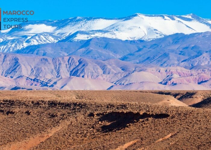 Le vette innevate dell'Alto Atlante dalla piana